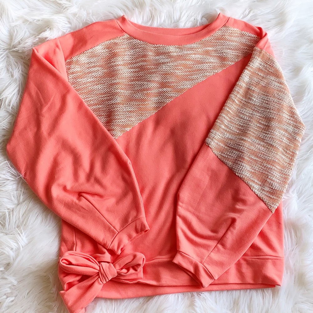 Coral Knit Top with Bow detail